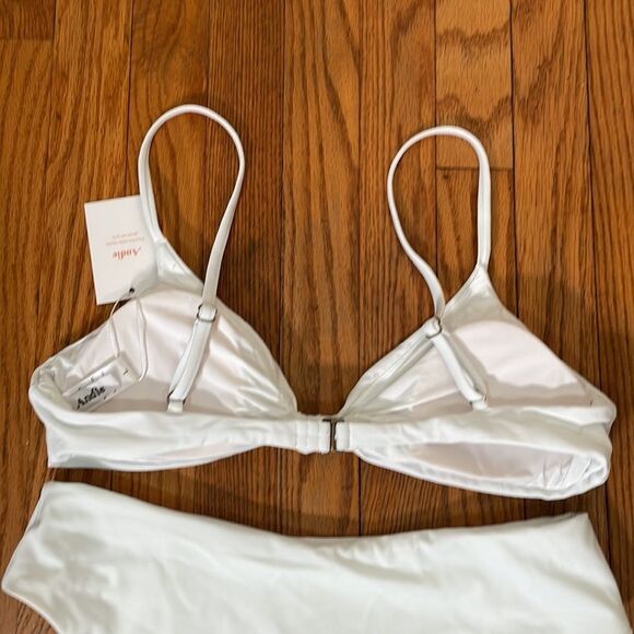 Andie bikini Set Santorini Top 90s High Waisted Bottom White size L NWT - Picture 5 of 14